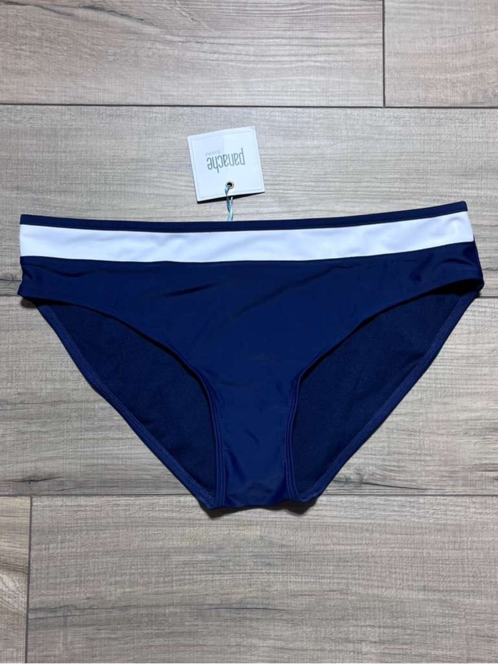 Panache Swim Womens Anya Cruise Bikini Swim Bottom Size Large Navy Blue & White